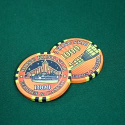 Pokerchip "HONG KONG STAR 1000" - aus Keramik - 10g.