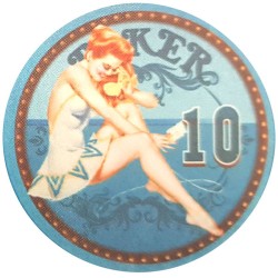Pokermarkör "60's BEAUTY 10" - 12g - 43mm - i keramik - säljes styckevis