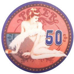 Pokerchip "60's BEAUTY 50" - 12g - 43mm - van keramiek - te koop per stuk