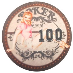 Pokermarker "60-tal skönhet 100" - 12g - 43mm - i keramik - säljs styckvis