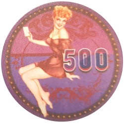 Pokerfiches "VINTAGE BEAUTY 500" - 12g - 43mm - van keramiek - te koop per stuk.