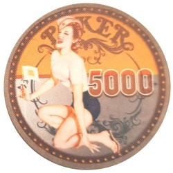 "Vintage Beauty 5000" pokerspelmarker - 12g - 43mm - i keramik - till salu styckevis.