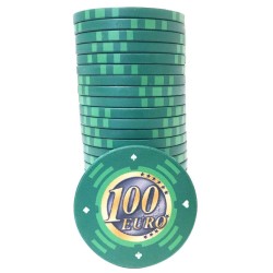 Spelpjäs för Cash Game "EURO - SERIE 2 - 100" - Begränsad upplaga - i keramik - 10g