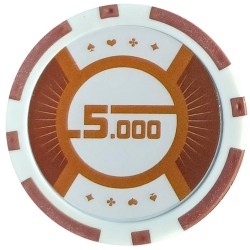 Pokerchips "RUNNER UP 5000" - 12g - i ABS med metallinlägg - 25 chips per rulle.