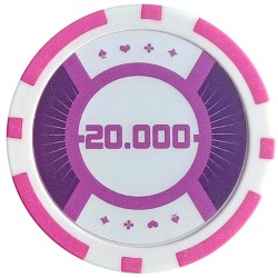 Fichas de pôquer "VICE-CAMPEÃO 20000" - 12g - em ABS com inserto de metal - em rolos de 25 fichas