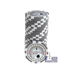 Jetons de poker ROYAL FLUSH - en ABS avec insert métallique – rouleau de 25 jetons  – 11
