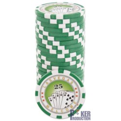 Pokerchips "ROYAL FLUSH 25" - in ABS met metalen inleg - rol van 25 chips - 11,5 g.