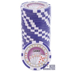 "ROYAL FLUSH 500" poker chips - in ABS with metal insert - roll of 25 chips - 11.5 g