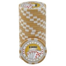 Fichas de pôquer "ROYAL FLUSH 1000" - em ABS com insert metálico - rolo de 25 fichas - 11,5 g