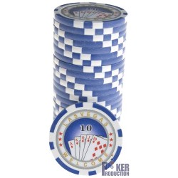 Pokerchips "ROYAL FLUSH 10" - in ABS met metalen inleg - rol van 25 chips - 11,5 g