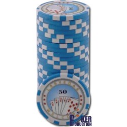 Poker chips "ROYAL FLUSH 50" - ABS with metal insert - roll of 25 chips - 11.5g