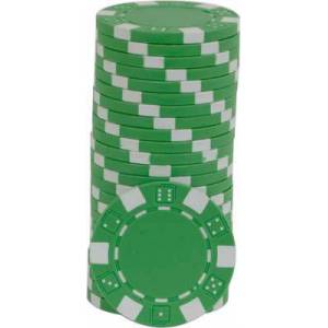 Pokers marker "DICE GREEN" - i ABS med metallinlägg – rulle med 25 markörer – 11,5 g