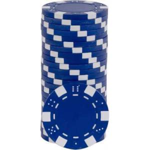 Fichas de poker DICE BLUE - em ABS com inserção metálica - rolo de 25 fichas - 11,5 g