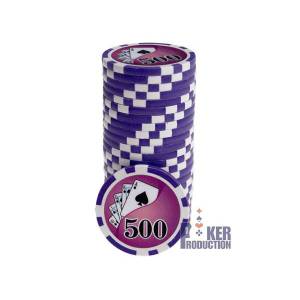 Gettoni da poker "YING YANG 500" - in ABS con inserto metallico - rotolo da 25 gettoni - 11,5 g