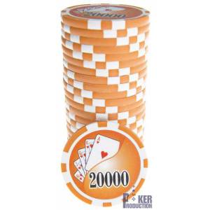 Pokerspelmarker "YING YANG 20000" - i ABS med metallinlägg – rulle med 25 spelmarker – 11,5 g