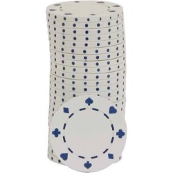 Fichas de pôquer "SUITED BLANC" - em ABS com inserção metálica - rolo de 25 fichas - 11,5 g