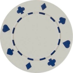 "SUITED WHITE" poker chips - made of ABS with metal insert - 25 chip roll - 11.5 g