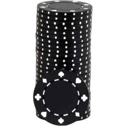 "SUITED BLACK" poker chips - ABS with metal insert - roll of 25 chips - 11.5g