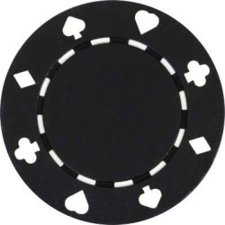 "SUITED BLACK" poker chips - ABS with metal insert - roll of 25 chips - 11.5g