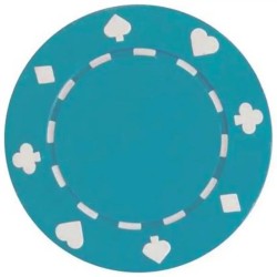 Gettoni da poker "SUITED  SKY BLUE" - in ABS con inserto metallico - rotolo da 25 gettoni - 11,5 g