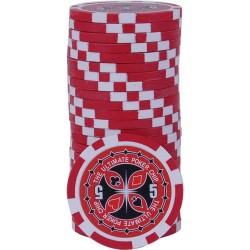 Pokerfiches "ULTIMATE POKER CHIPS 5" - van ABS met metalen inleg - rol van 25 fiches - 11,5 g