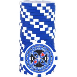 Fichas de poker "ULTIMATE POKER CHIPS 10" - em ABS com inserção metálica - rolo de 25 fichas - 11,5 g