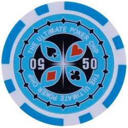 Fichas de poker "ULTIMATE POKER CHIPS 50" - em ABS com inserção metálica - rolo de 25 fichas - 11,5 g