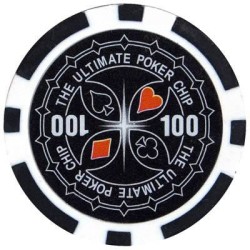 Pokerchips "ULTIMATE POKER CHIPS 100" - i ABS med metallinlägg – rulle med 25 chips – 11,5 g.