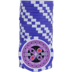 Fiches di poker "ULTIMATE POKER CHIPS 500" - in ABS con inserto metallico - rotolo da 25 fiches - 11,5 g
