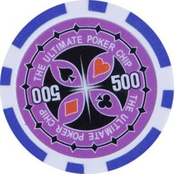 Fichas de póker "ULTIMATE POKER CHIPS 500" - en ABS con inserto metálico - rollo de 25 fichas - 11,5 g