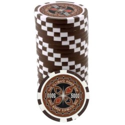Żetony do pokera "ULTIMATE POKER CHIPS 5000" - z ABS-em z wkładką metalową - rolka 25 sztuk - 11,5 g