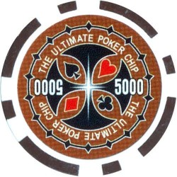 Fichas de póquer "ULTIMATE POKER CHIPS 5000" - em ABS com inserção metálica - rolo de 25 fichas - 11,5 g