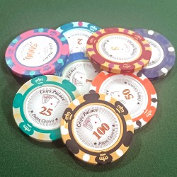 Ficha de pôquer "CROWN 5" - em compósito de argila com inserção de metal - 14g - à venda de forma individual.