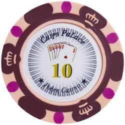 Pokerfiches "CROWN 10" - in klei-composiet met metalen inzetstuk - 14g - te koop per stuk
