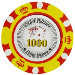 Ficha de pôquer "CROWN 1000" - em compósito de argila com inserção de metal - 14g - à venda unitariamente.
