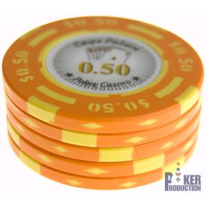 Poker chip "CHIPS PALACE 0.50" - in clay composite with metal insert - 14g - sold individually