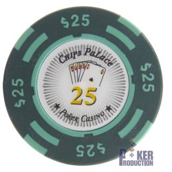 Poker chip "CHIPS PALACE 25" - made of clay composite with metal insert - 14g - for sale individually.