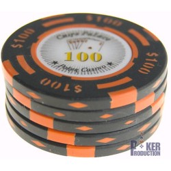Poker chip "CHIPS PALACE 100" - clay composite with metal insert - 14g - sold individually