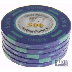 Pokermarker "CHIPS PALACE 500" - i lermaterial med metallinsats - 14g - säljs styckvis