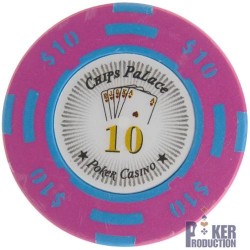 Poker chip "CHIPS PALACE 10" - made of clay composite with metal insert - 14g - sold individually.