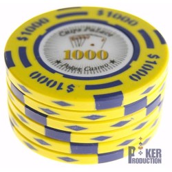 Pokerfiches "CHIPS PALACE 1000" - in clay-composiet met metalen insert - 14g - te koop per stuk