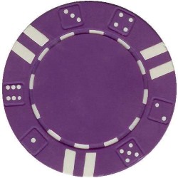 Jetons de poker ''DOUBLE DICE AND STRIPES VIOLET'' - en ABS avec insert métallique – rouleau de 25 jetons  – 11,5 g