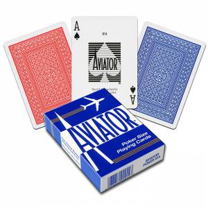 AVIATOR "POKER 914" Rouge - Jeu de 54 cartes cartonnées plastifiées – format poker – 2 index standards