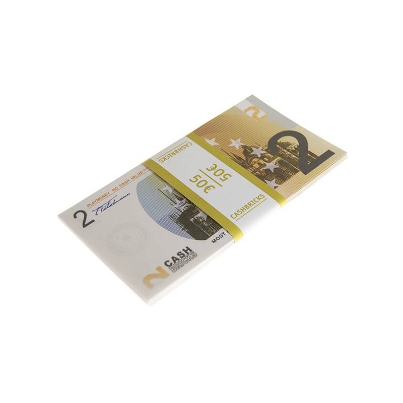 Fascicolo di "25 biglietti falsi da 2€" - imitazione carta di banca - due facce stampate.
