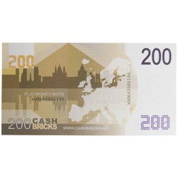 Bündel von "25 gefälschten 200€-Scheinen" - Banknotenimitation - beidseitig bedruckt.