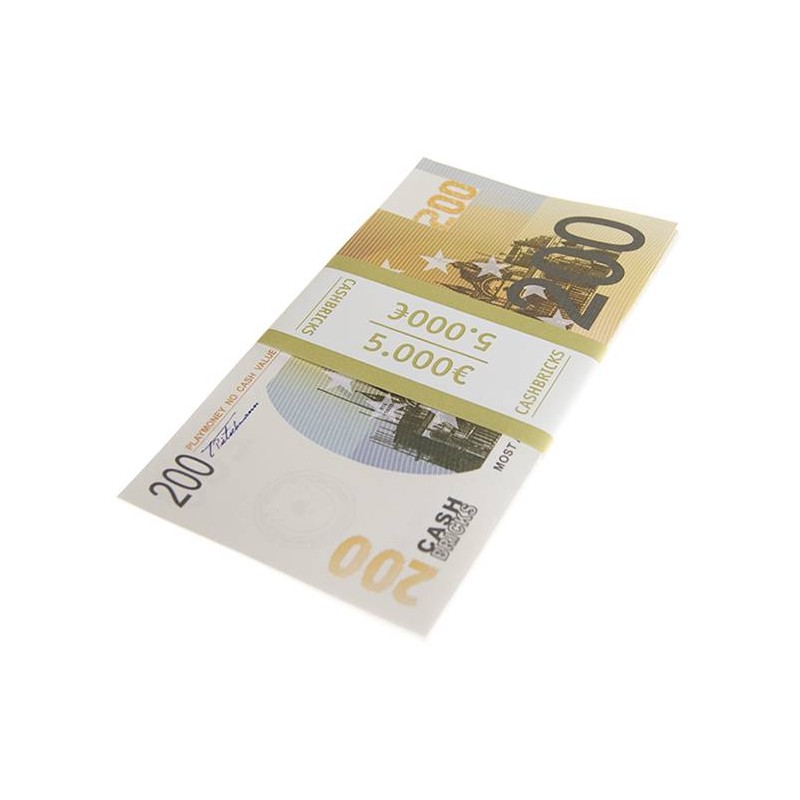 Bündel von "25 gefälschten 200€-Scheinen" - Banknotenimitation - beidseitig bedruckt.