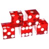 Set di 5 dadi di precisione per craps "ROSSO" - lati affilati - traslucidi - 19mm di lato