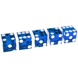 Set de 5 Dés de précision pour craps "BLUE" - côtés tranchants – translucides – 19mm de côté
