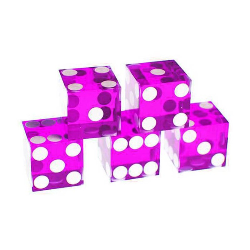 Set de 5 Dés de précision pour craps "PURPLE" - côtés tranchants – translucides – 19mm de côté