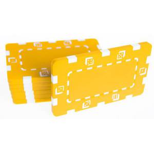Targa da poker "DICE GIALLO" - in plastica ABS - 75 mm x 45 mm